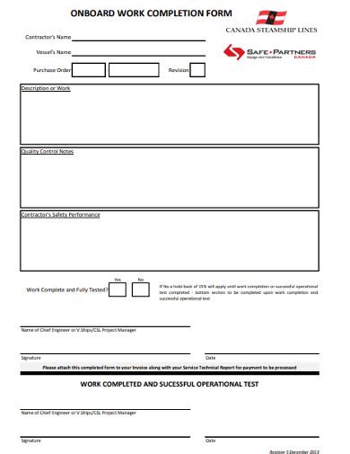 Image result for Basic Work Completion Form