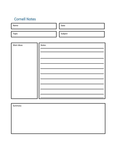 Cornell Notes Template Free に対する画像結果