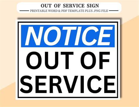 Toradh íomhá ar Out of Service Sign Printable PDF