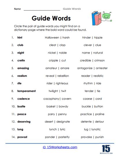 Afbeeldingsresultaten voor Guide Words. Examples