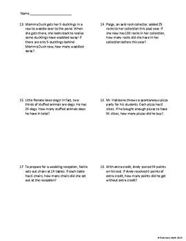 Bildergebnis für One Step Equation Word Problems Worksheet
