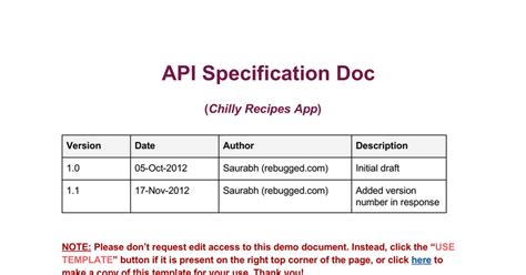 Image result for API Technical Document Template