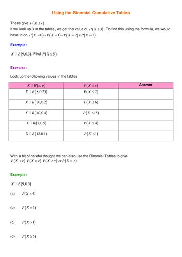 Image result for Binomial Distribution Worksheet with Answers