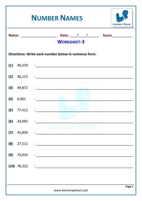 Image result for 5 Digit Number Names Worksheet