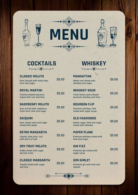 Image result for Bar Food Menu PDF