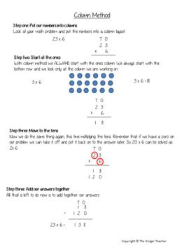 Image result for Multiplication Column Method No Answer
