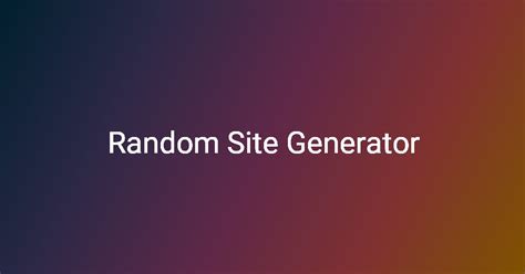 Random Site Generator に対する画像結果