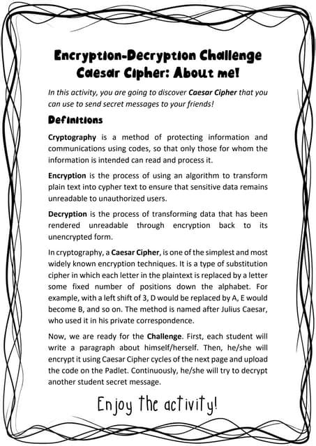 Caesar Cipher Worksheet に対する画像結果