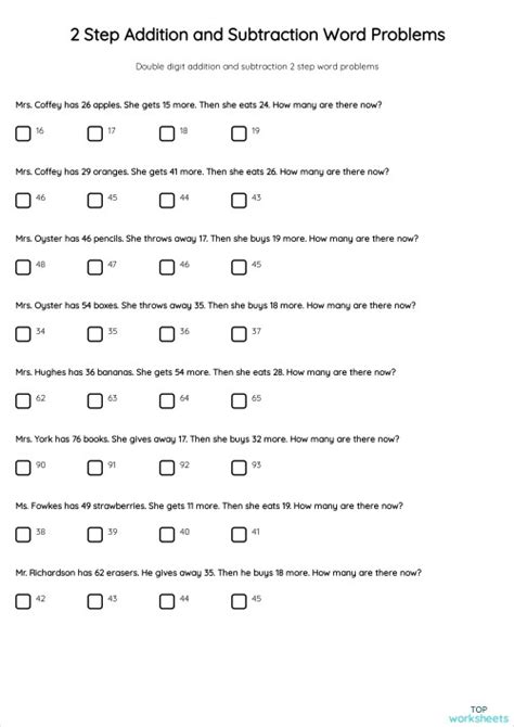 Image result for 2 Step Subtraction Word Problems