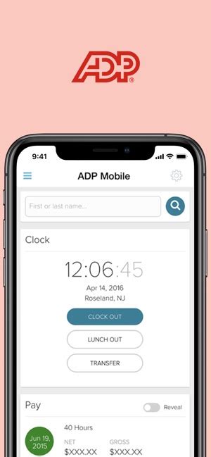 Afbeeldingsresultaten voor ADP Mobile App Clock In