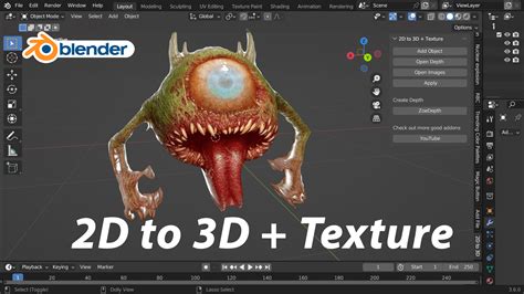 Toradh íomhá ar How to Convert an Image to a 3D Model Blender 2021