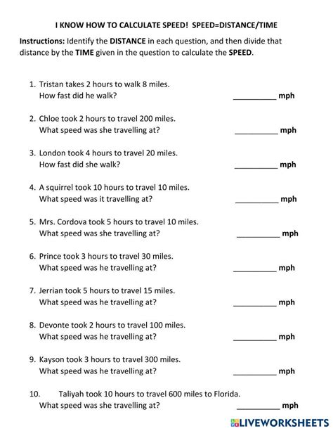 Finding Speed Worksheet に対する画像結果