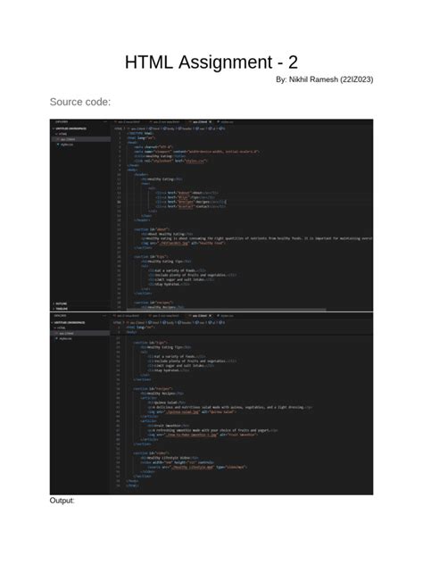 HTML Code Assignment に対する画像結果