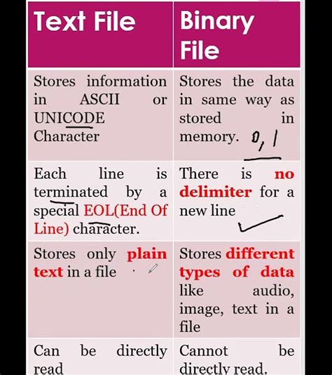 Text File and Binary File Difference に対する画像結果