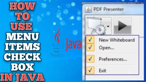 Toradh íomhá ar Checkbox Menu Item in Java