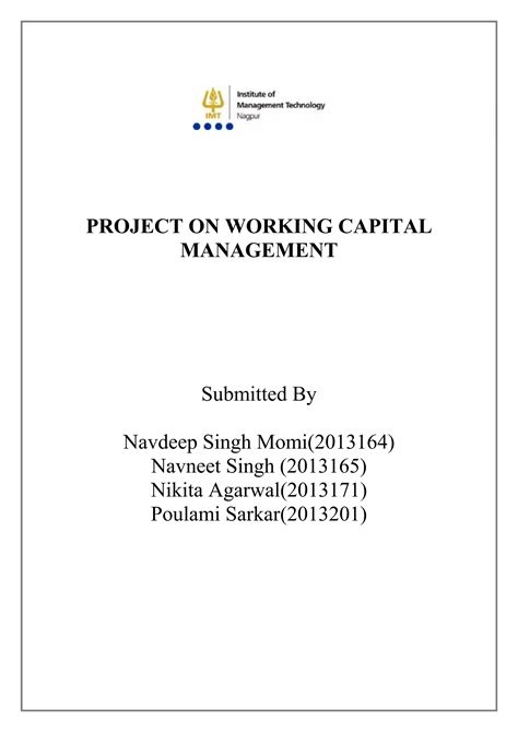 Toradh íomhá ar Project Report On Management of Working Capital