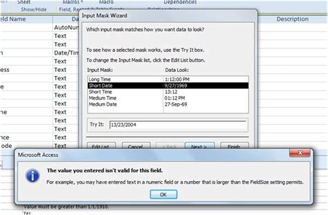Toradh íomhá ar Access Input Mask Table