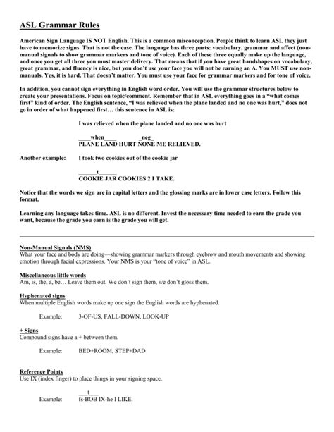 ASL Grammar Rules: A Comprehensive Guide