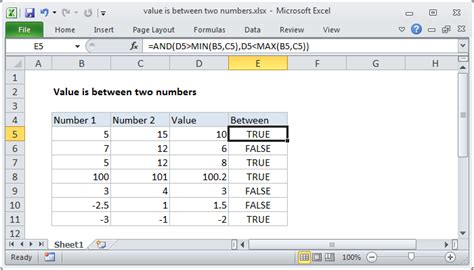 Image result for Find Value Between Two Numbers Excel