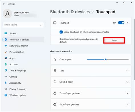 Toradh íomhá ar Touchpad Reset