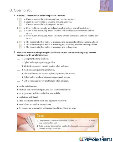 Image result for Parallel Structure for Kids Worksheet