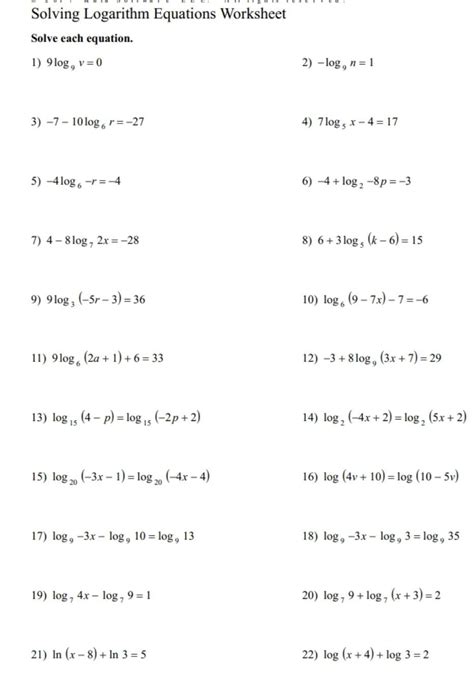 Image result for Logarithms Worksheet
