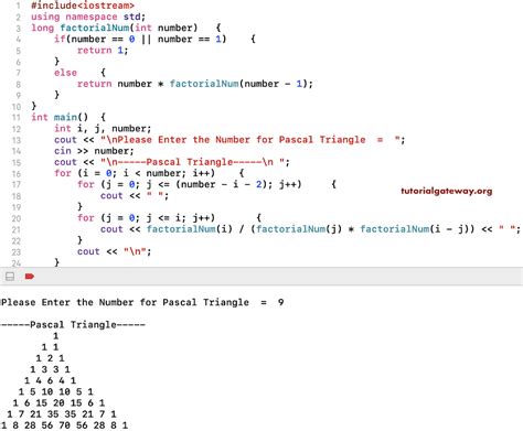 Afbeeldingsresultaten voor Pascal's Triangle Number Pattern in JavaScript Program