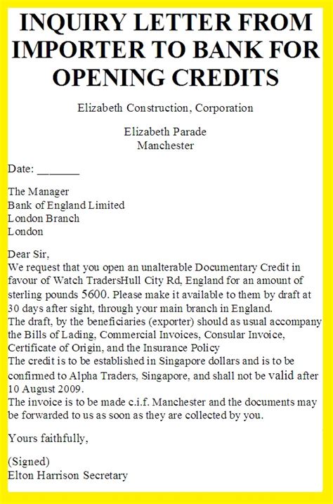 Toradh íomhá ar Credit Inquiry Letter Example