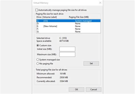 Best Virtual Memory Setting に対する画像結果
