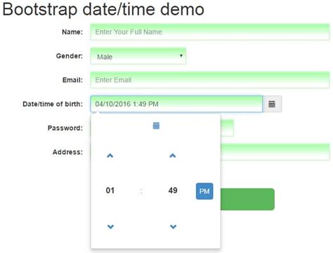 Bootstrap Datetimepicker に対する画像結果