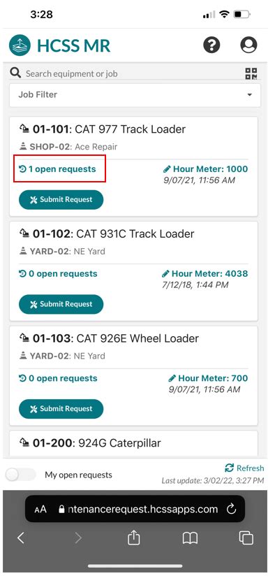 Maintenance Request Web App に対する画像結果