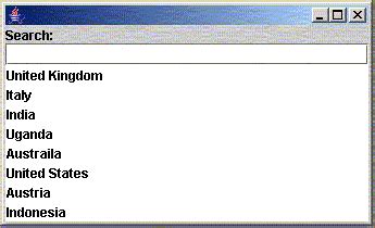 Toradh íomhá ar Java Swing List of Files