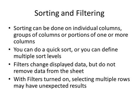 Sorting and Filtering Examples に対する画像結果
