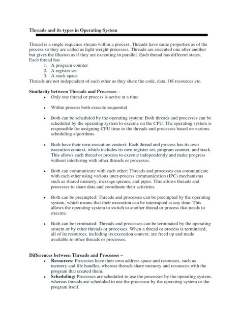 Image result for Different Types of Threads in Operating System