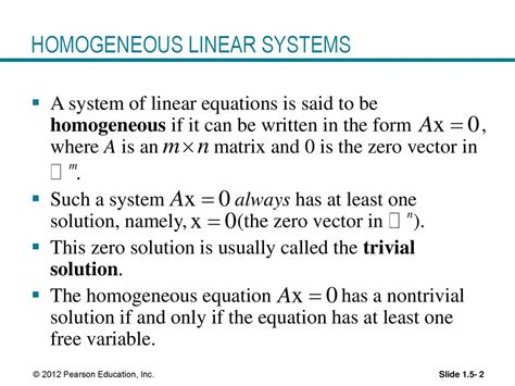 Image result for Homogeneous Solution Linear Algebra