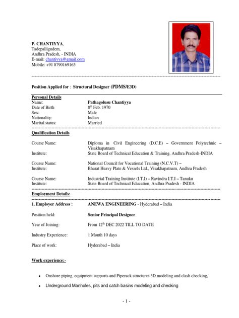 Image result for Structural Designer CV Form