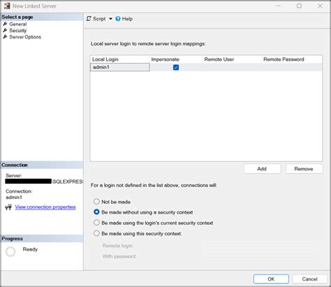 SQL Server Linked Server に対する画像結果
