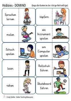 Toradh íomhá ar Hobbies in German