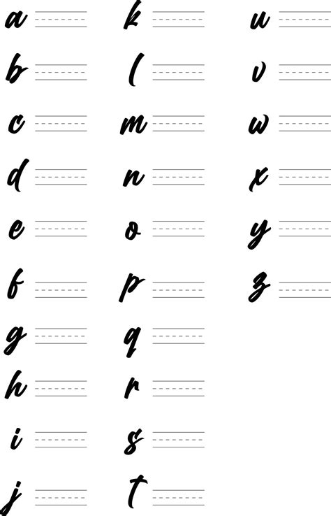 Toradh íomhá ar Calligraphy Practice Sheets Printable