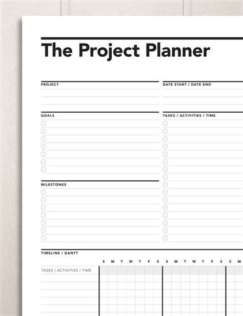 Image result for Printable Project Planner