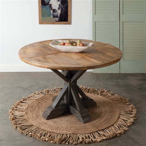 Ofelia Modern Rustic Farmhouse Round Dining Table - Woodambitious