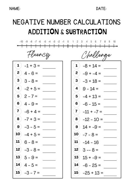 Image result for Negative Numbers Worksheet with Answers Hard