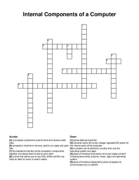 Afbeeldingsresultaten voor Internal Components of a Computer Worksheet