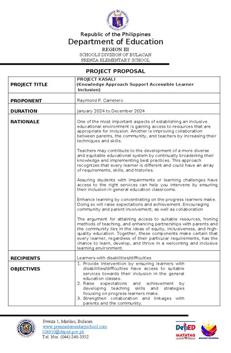 Image result for DepEd Project Proposal Sample PDF