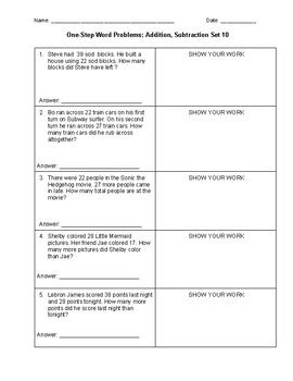 One Step Addition Word Problems に対する画像結果