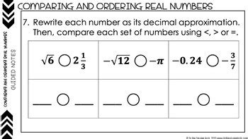 Image result for Comparing and Ordering Real Numbers Worksheet