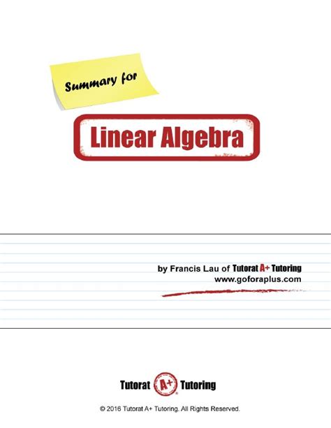 Image result for Linear Algebra Summary Sheet