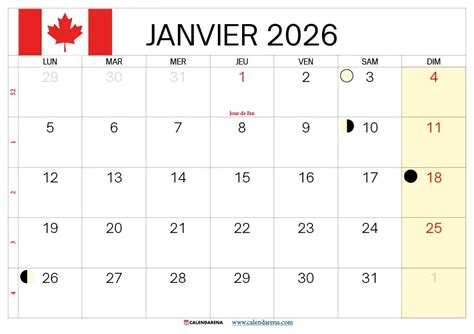 Image result for Calendrier 2026 Québec