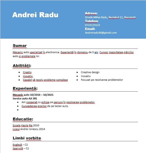 Toradh íomhá ar Descarca CV Simplu