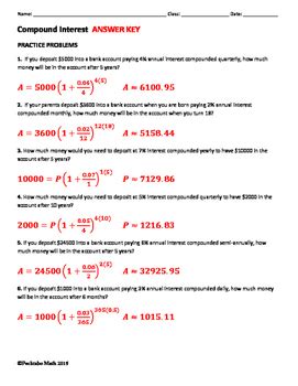 Image result for Compound Interest Algebra Worksheet